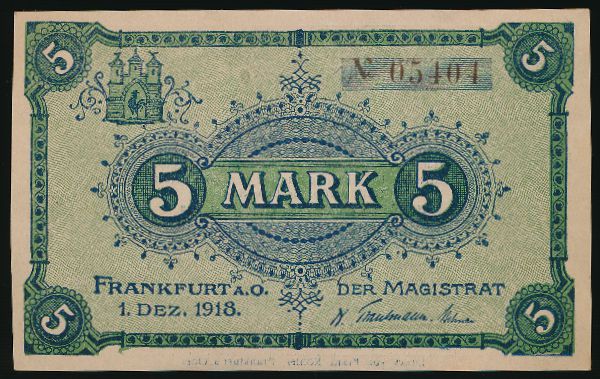 Франкфурт-на-Майне., 5 марок (1918 г.)