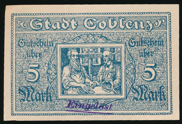 Кобленц., 5 марок (1919 г.)