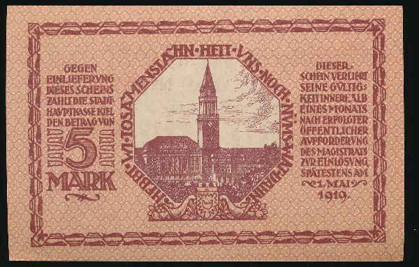 Киль., 5 марок (1918 г.)