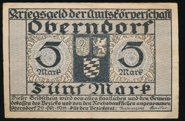 Оберндорф-ам-Неккар., 5 марок (1919 г.)