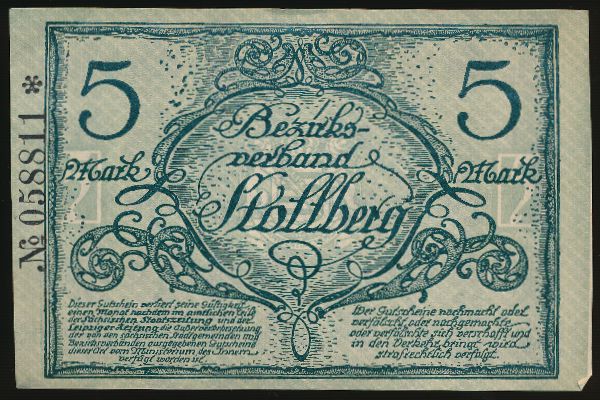 Штольберг., 5 марок (1918 г.)