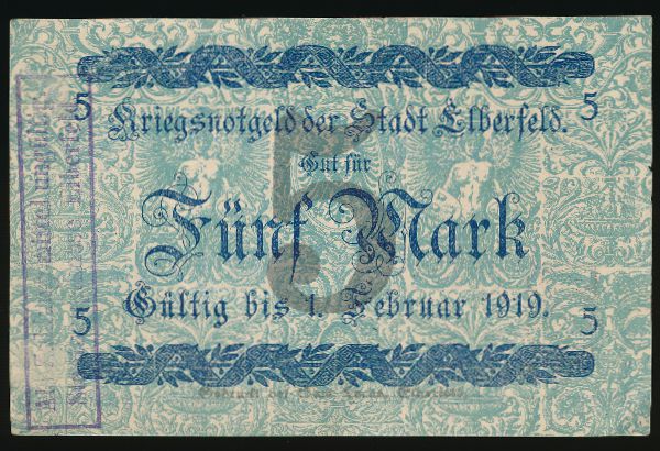 Эльберфельд., 5 марок (1919 г.)