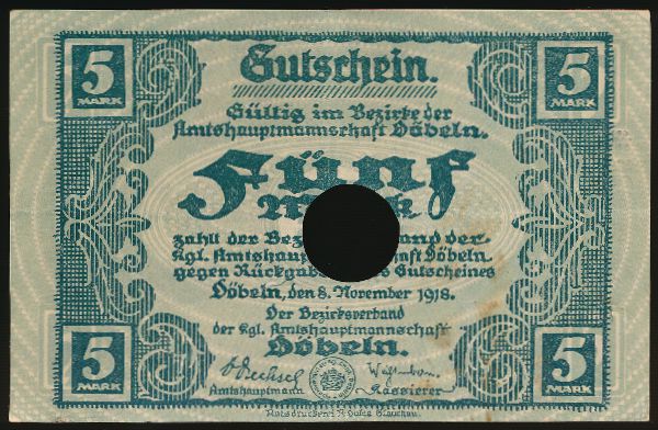 Дёбельн., 5 марок (1918 г.)