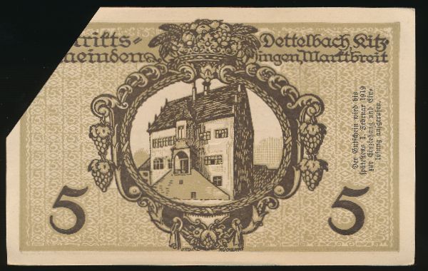 Китцинген., 5 марок (1918 г.)