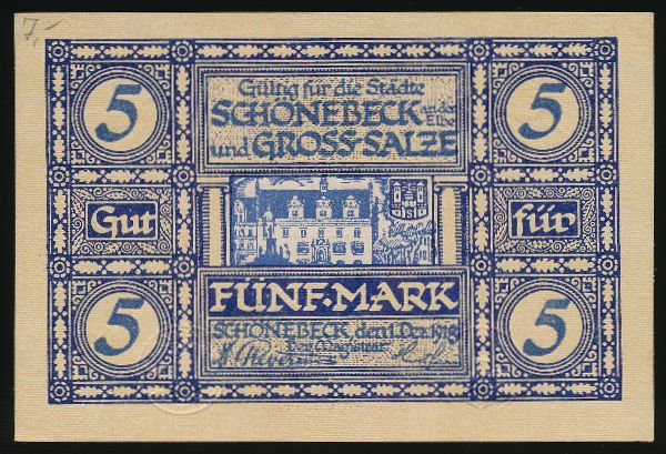 Шёнебек., 5 марок (1918 г.)