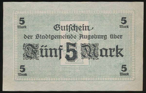 Аугсбург., 5 марок (1918 г.)