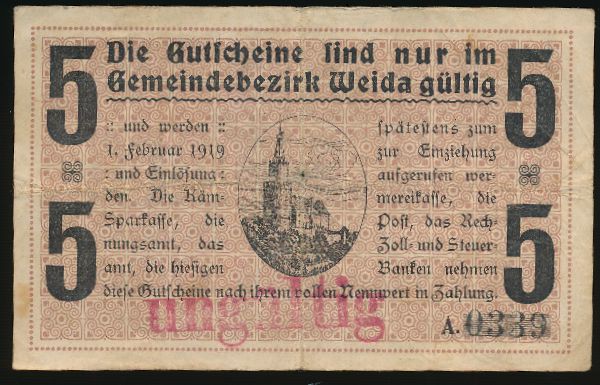 Вайда., 5 марок (1918 г.)