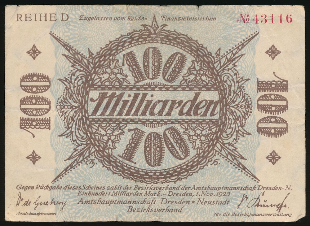 Дрезден., 100000000000 марок (1923 г.)