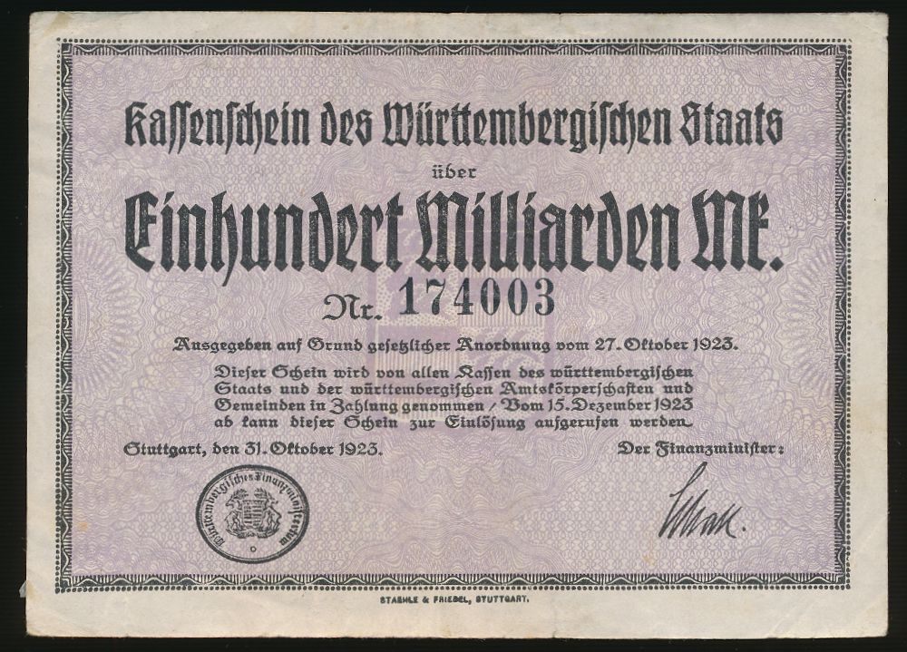 Штутгарт., 100000000000 марок (1923 г.)