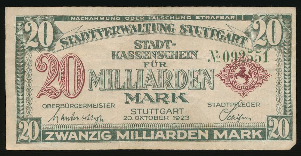 Штутгарт., 10000000000 марок (1923 г.)
