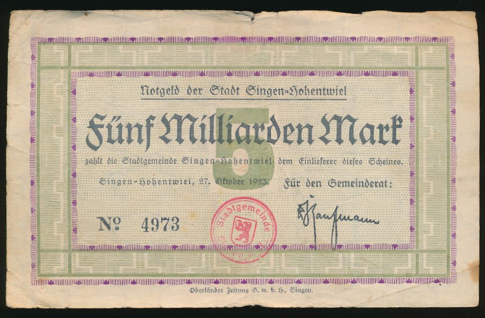 Зинген., 5000000000 марок (1923 г.)