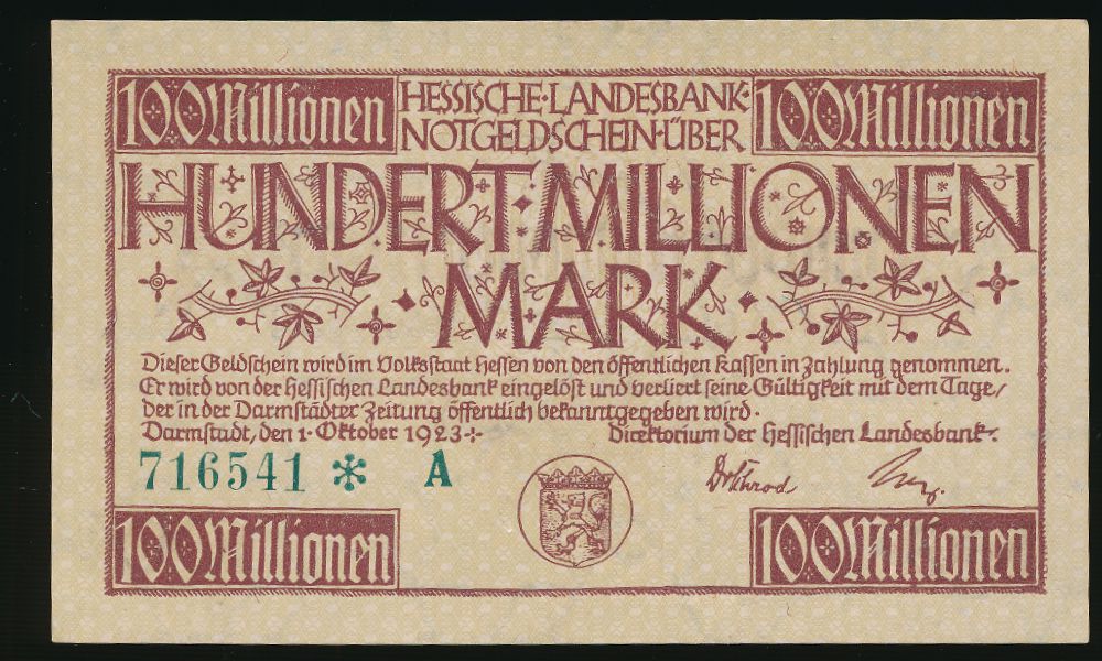 Дармштадт., 100000000 марок (1923 г.)