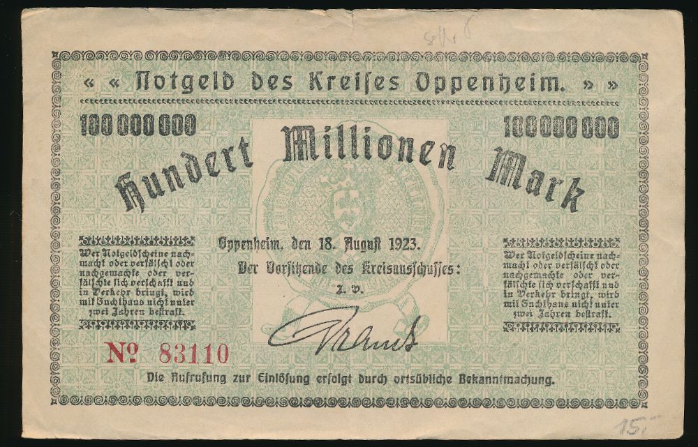 Оппенхайм., 100000000 марок (1923 г.)