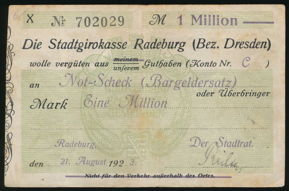 Радебург., 1000000 марок (1923 г.)