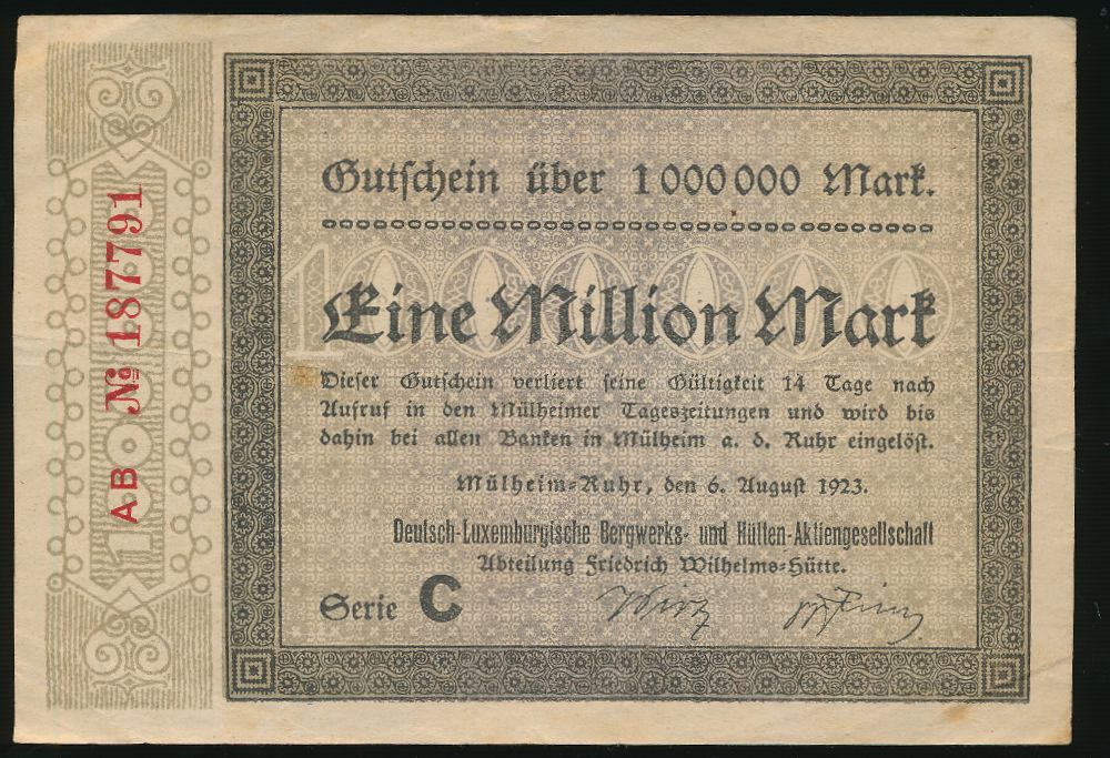 Мюльхайм-ан-дер-Рур., 1000000 марок (1923 г.)