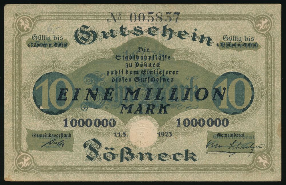 Пёснек., 1000000 марок (1923 г.)