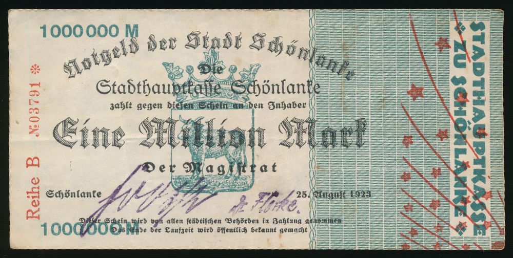 Тшцянка., 1000000 марок (1923 г.)