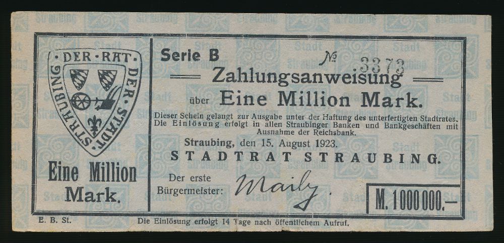 Штраубинг., 1000000 марок (1923 г.)