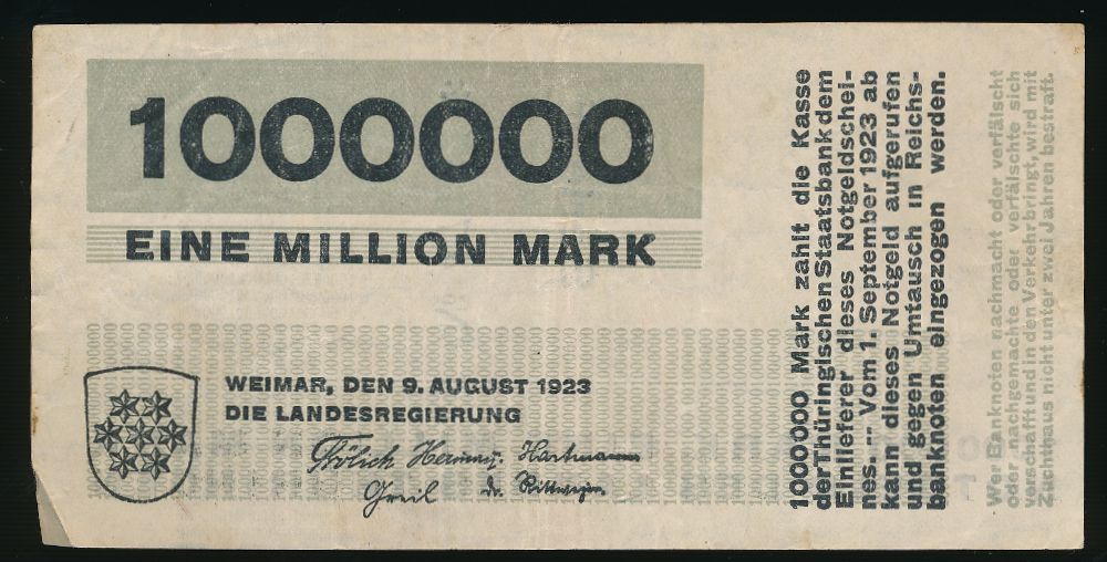 Веймар., 1000000 марок (1923 г.)