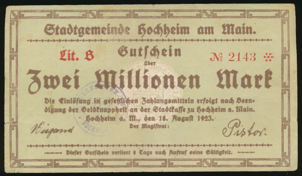 Буххайм., 2000000 марок (1923 г.)