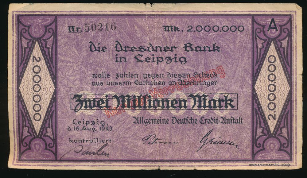 Лейпциг., 2000000 марок (1923 г.)