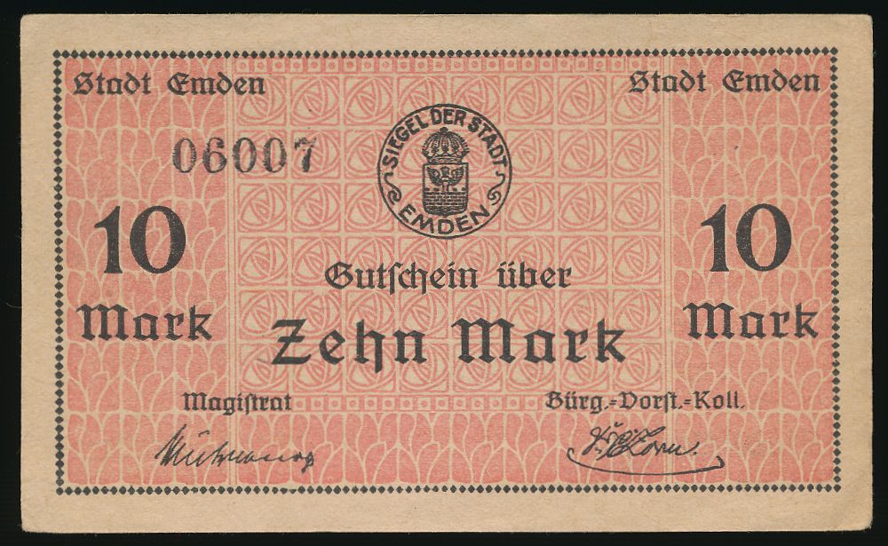 Эмден., 10 марок (1919 г.)