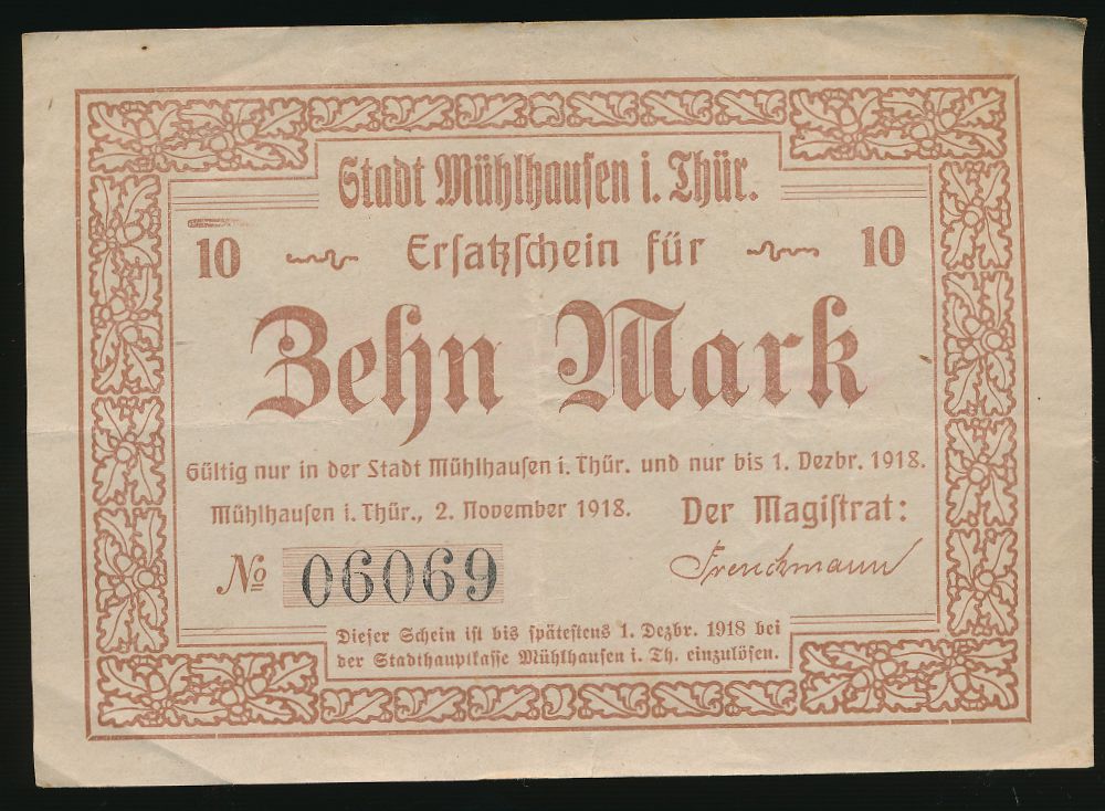 Мюльхаузен., 10 марок (1918 г.)