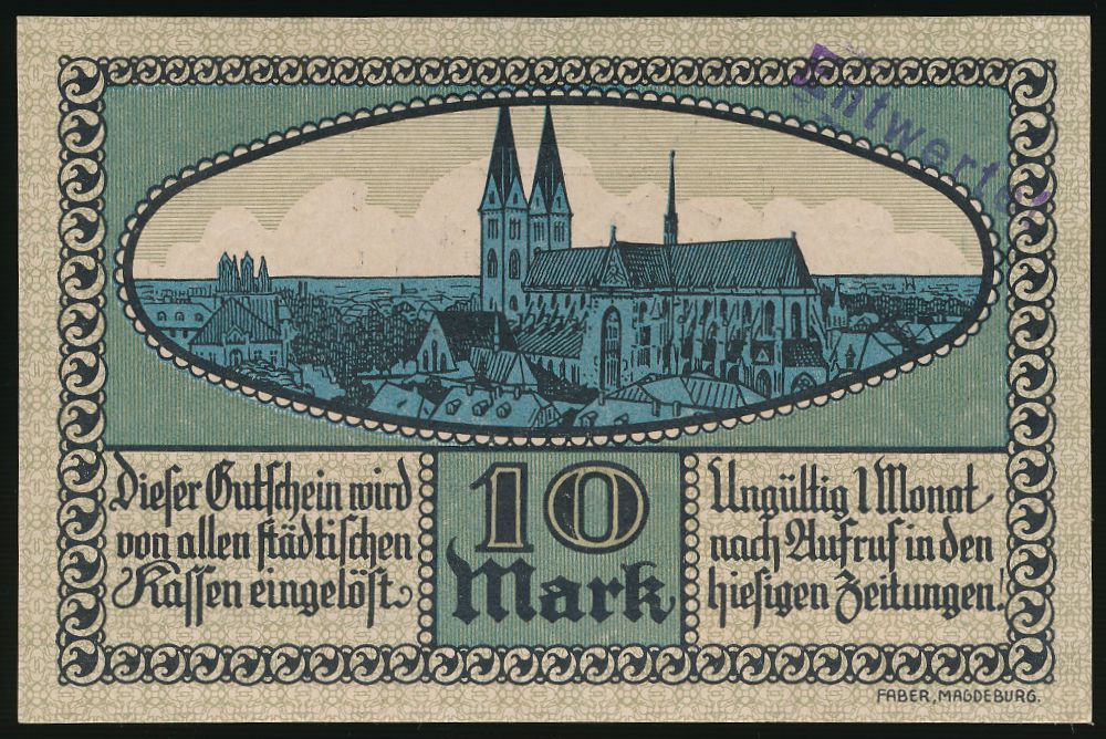 Хальберштадт., 10 марок (1918 г.)