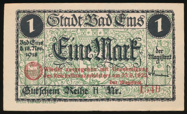 Эмс., 1 марка (1922 г.)