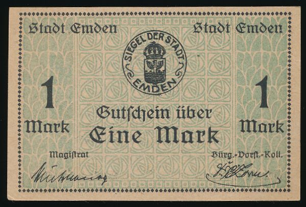 Эмден., 1 марка (1919 г.)
