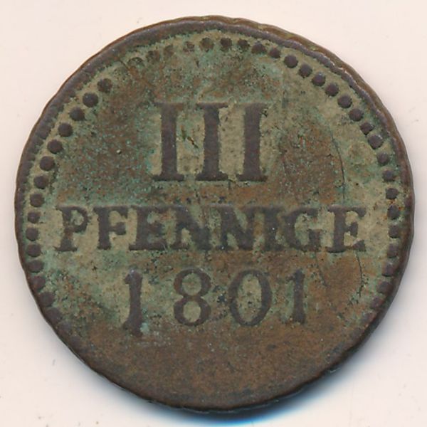 Саксония-Альбертина, 3 пфеннига (1801 г.)