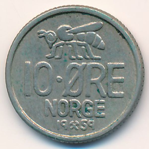 Норвегия, 10 эре (1959 г.)
