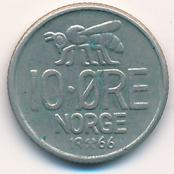 Норвегия, 10 эре (1966 г.)