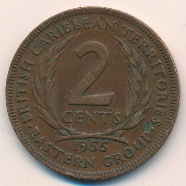 Восточные Карибы, 2 цента (1955 г.)