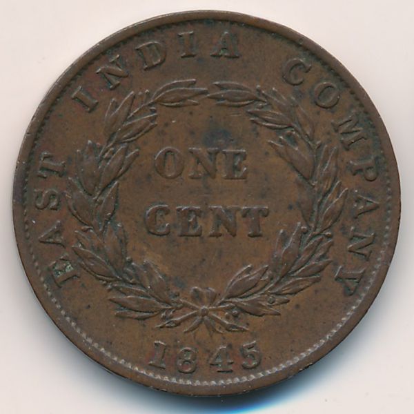 Стрейтс-Сетлментс, 1 цент (1845 г.)