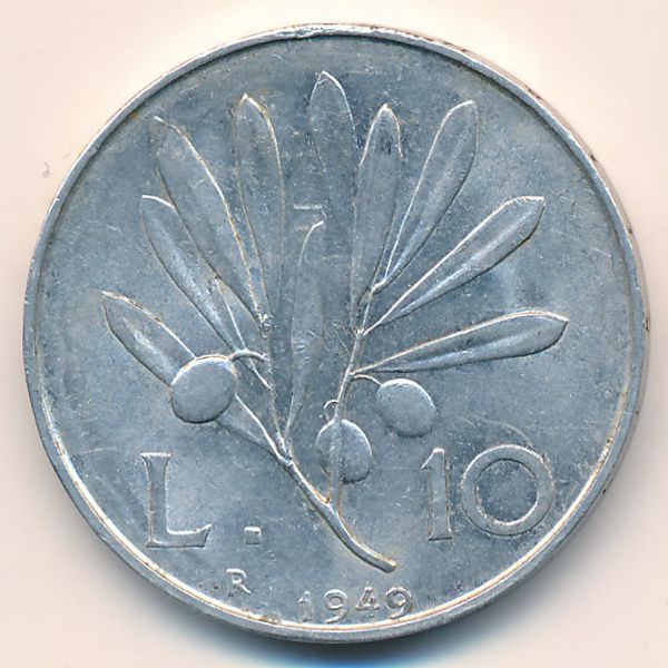 Италия, 10 лир (1949 г.)