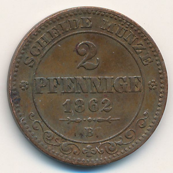 Саксония, 2 пфеннига (1862 г.)