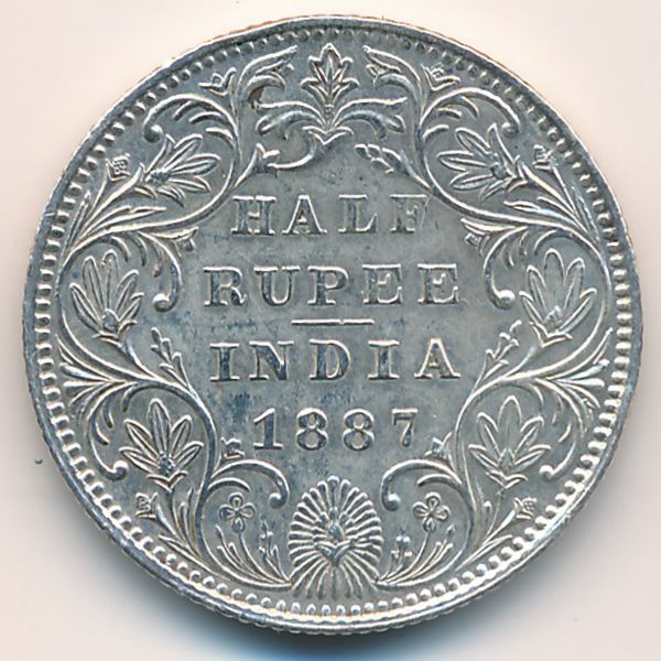Британская Индия, 1/2 рупии (1887 г.)