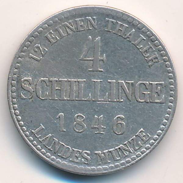 Мекленбург-Штрелиц, 4 шиллинга (1846 г.)