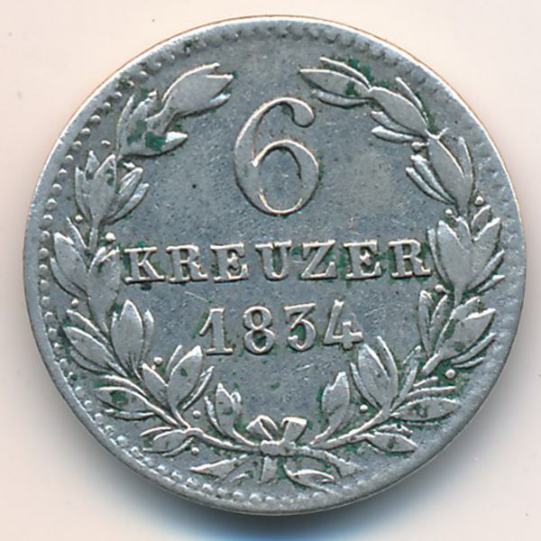Нассау, 6 крейцеров (1834 г.)