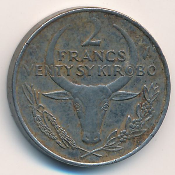 Madagascar, 2 francs, 1982