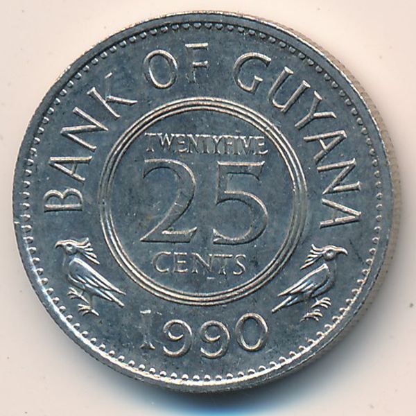 Гайана, 25 центов (1990 г.)