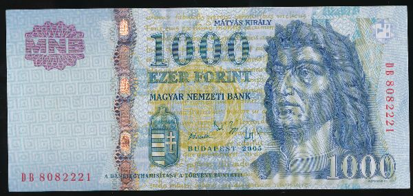 Венгрия, 1000 форинтов (2005 г.)