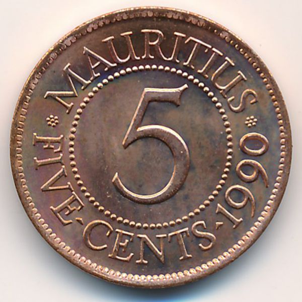 Маврикий, 5 центов (1990 г.)