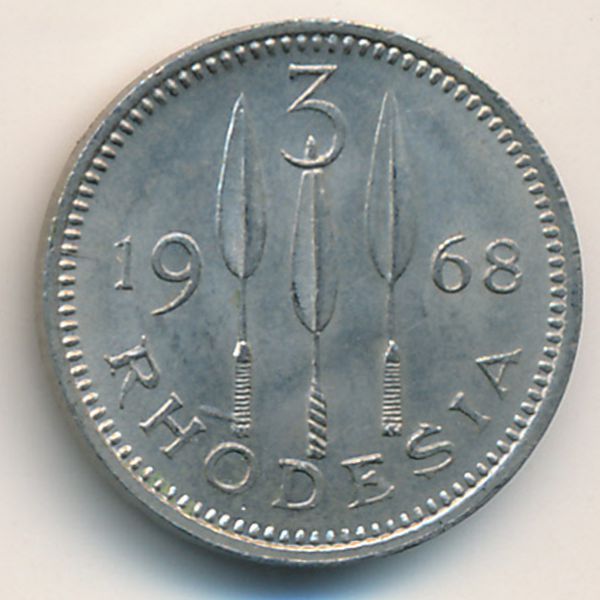 Родезия, 3 пенса-2 1/2 цента (1968 г.)