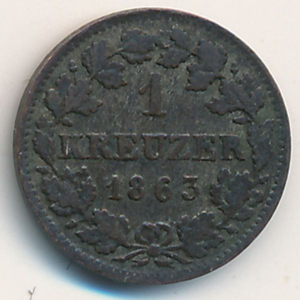 Бавария, 1 крейцер (1863 г.)