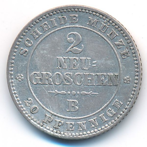 Саксония, 2 новых гроша (1865 г.)