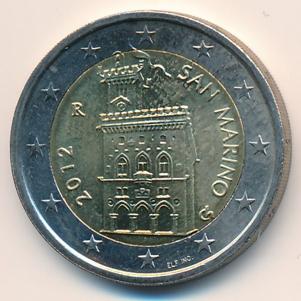 2 Евро цветные Сан Марино 2012. Сан марино 2