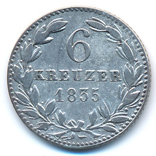 Нассау, 6 крейцеров (1835 г.)