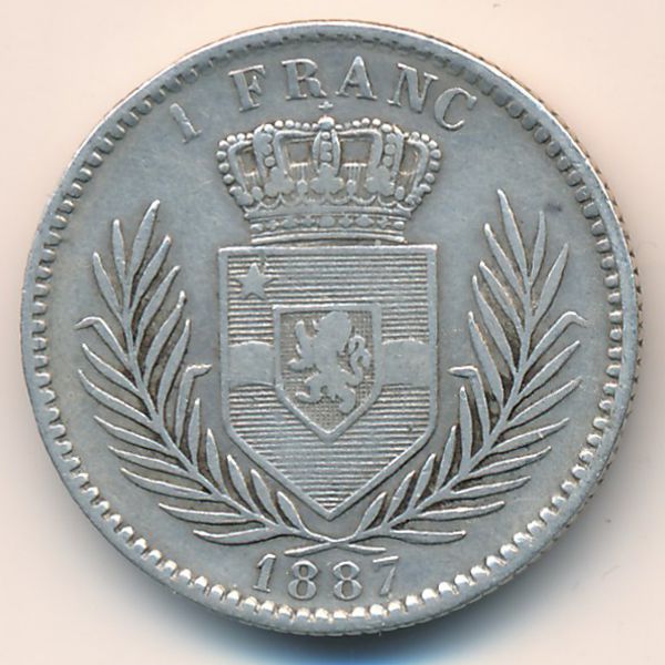 Свободный штат Конго, 1 франк (1887 г.)